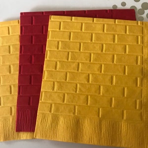 Brick Napkins ~ Embossed Napkin ~ Birthday ~ Wicked ~ Retirement ~ Wizard of Oz Party ~ Yellow Brick Road ~ Beverage ~ Cocktail ~ Luncheon