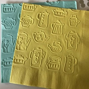 Teekanne Serviette ~ Geprägte Servietten ~ Kaffeekanne Serviette ~ Brautparty Tee ~ Gartenparty ~ Teekannen ~ Kaffeekannen ~ Getränk ~ Cocktail