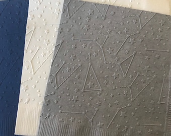 Constellations Napkin ~ Embossed Napkin ~ Retirement ~ Galaxy ~ Zodiac ~ Astronaut ~ Celestial ~ Stars ~ Sky ~ Beverage ~ Cocktail