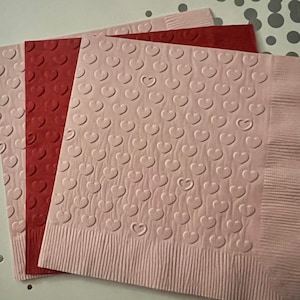 Heart Napkins ~ Embossed Napkins ~ Hearts ~ Valentine&#39;s Day Decorations ~ Wedding Napkins ~ Beverage ~ Cocktail ~ Luncheon