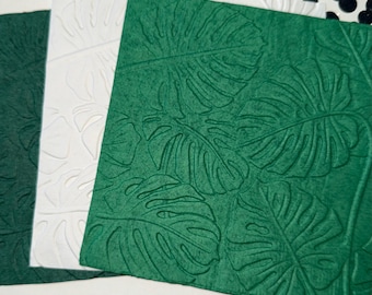 Monstera Leaf Napkins ~ Embossed Napkin ~ Tropical Wedding ~ Big Leaf ~ Monstera Plant ~ Foliage ~ Luncheon ~ Beverage ~ Cocktail