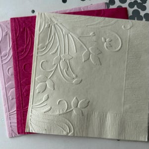 Floral Napkin ~ Embossed Napkin ~ Elegant Wedding ~ Garden Party ~ Outdoor Wedding ~ Garden Club ~ Cocktail ~ Beverage ~ Guest Towels