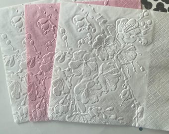 Floral Napkin ~ Embossed Napkin ~ Wedding Flowers ~ Garden Party ~ Flowers ~ Garden Club ~ Beverage ~ Cocktail