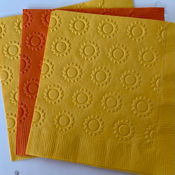 Sunshine Napkin ~ Embossed Paper Napkin ~ Summer ~ Nature ~ Sun ~ Weather ~ Sunny Day ~ Beverage ~ Luncheon ~ Cocktail