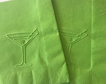 Martini Napkin ~ Embossed Paper Napkin ~ Birthday ~ Wedding ~ Bachelor Party ~ Bachelorette Party ~ Bar ~ Party ~ Martini ~ Beverage