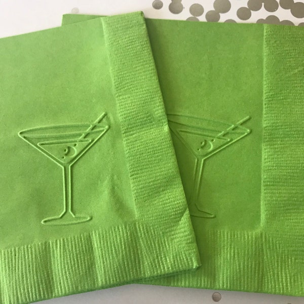 Martini Napkin ~ Embossed Paper Napkin ~ Birthday ~ Wedding ~ Bachelor Party ~ Bachelorette Party ~ Bar ~ Party ~ Martini ~ Beverage