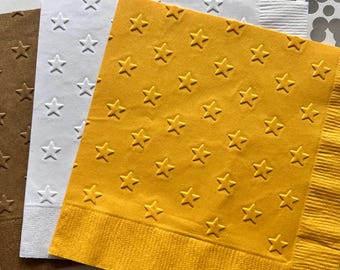 Stars Napkins ~ Embossed Napkin ~ Military Wedding ~ Star ~ Outer Space ~ Astronaut Celestial ~ Beverage ~ Cocktail ~ Luncheon ~ Guest Towel