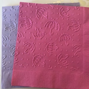 Umbrella Napkins ~ Embossed Paper Napkin ~ Raindrops ~ Bridal Shower ~ Baby Shower ~ Rainy Day ~ Weather ~ Beverage ~ Cocktail ~ Cake