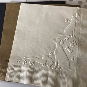 Dog Napkin ~ Embossed Paper Napkin ~ Birthday ~ Boy ~ Man's Best Friend ~ Dog ~ Dog Paw ~ Pet ~ Dog Birthday ~ Beverage ~ Cake