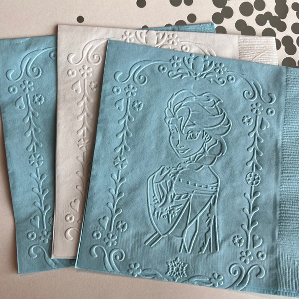 Serviette Elsa ~ Serviette en papier gaufré ~ Fête d'anniversaire sur le thème de la Reine des neiges ~ Flocon de neige ~ Disney ~ Boisson