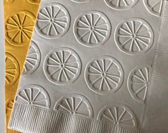 Lemon Napkin ~ Embossed Napkin ~ Lemon Slices ~ Lemonade ~ Life Gives You Lemons ~ Picnic ~ Birthday ~ Summer ~ Beverage ~ Cocktail
