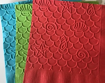 Mermaid Napkin ~ Embossed Napkins ~ Little Mermaid Birthday Party ~ Under the Sea ~ Mermaid Theme ~ Girl Birthday ~ Beverage ~ Cocktail