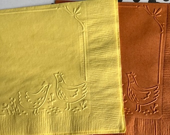 Chicken Napkin ~ Embossed Napkin ~ Animal Birthday Party ~ Farm Napkins ~ Chicks ~ Old MacDonald ~ Beverage ~ Cocktail