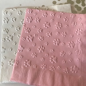 Paw Print Napkin ~ Embossed Napkin ~ Birthday ~ Nature ~ Dog ~ Cat ~ Dog Paw ~ Cat Paw ~ Pet ~ Paw Patrol Theme ~ Beverage ~ Cocktail