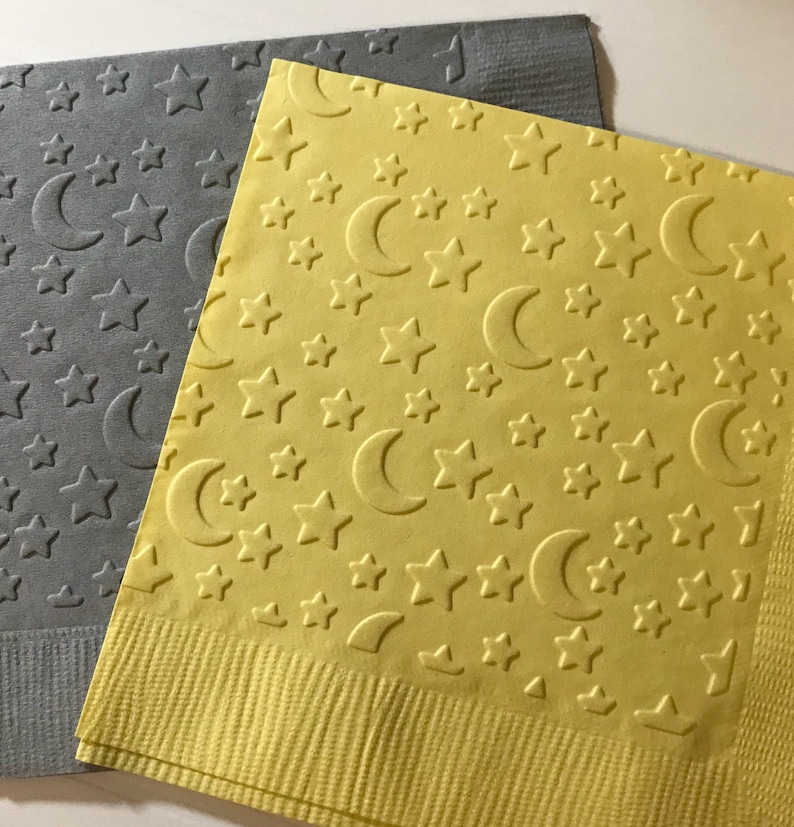 Baby Shower Napkin Embossed Paper Napkin Moon and Stars Etsy