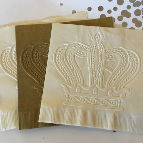 Crown Napkins ~ Princess ~ King ~ Queen ~ Embossed Paper Napkin ~ Homecoming ~ Birthday Party ~ Shower ~ Beverage ~ Cake Napkins