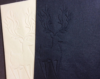 Deer Napkin ~ Embossed Paper Napkin ~ Birthday ~ Shower ~ Bachelor Party ~ Deer ~ Buck ~ Reindeer ~ Beverage ~ Cocktail ~ Napkin