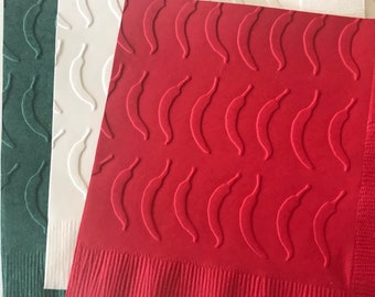 Chili Pepper Napkin ~ Embossed Napkin ~ Chilies ~ Hot Peppers ~ Mexican ~ Fiesta ~ Southwest ~ Beverage ~ Cocktail ~ Luncheon