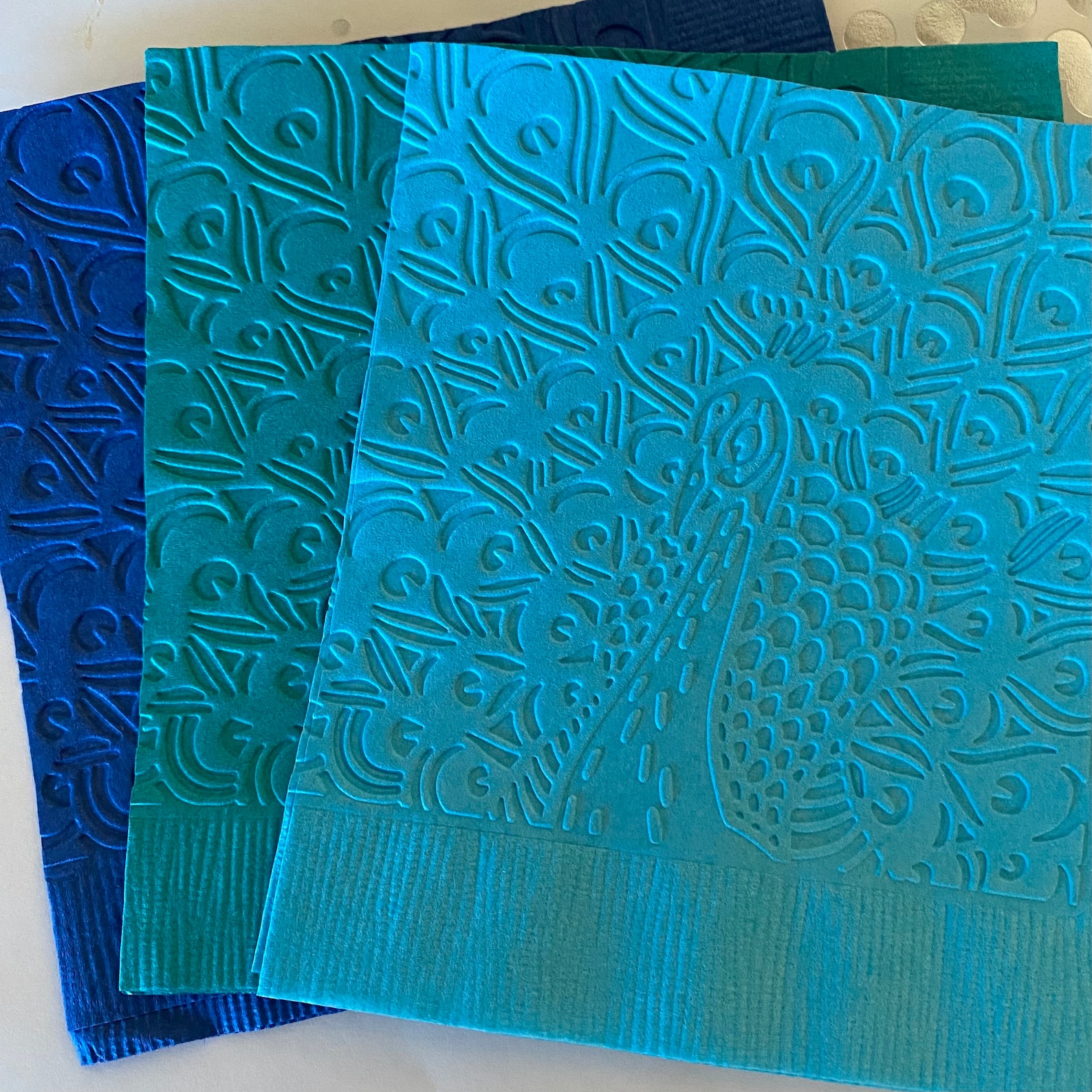 Peacock Napkins Embossed Paper Napkins Wedding Etsy
