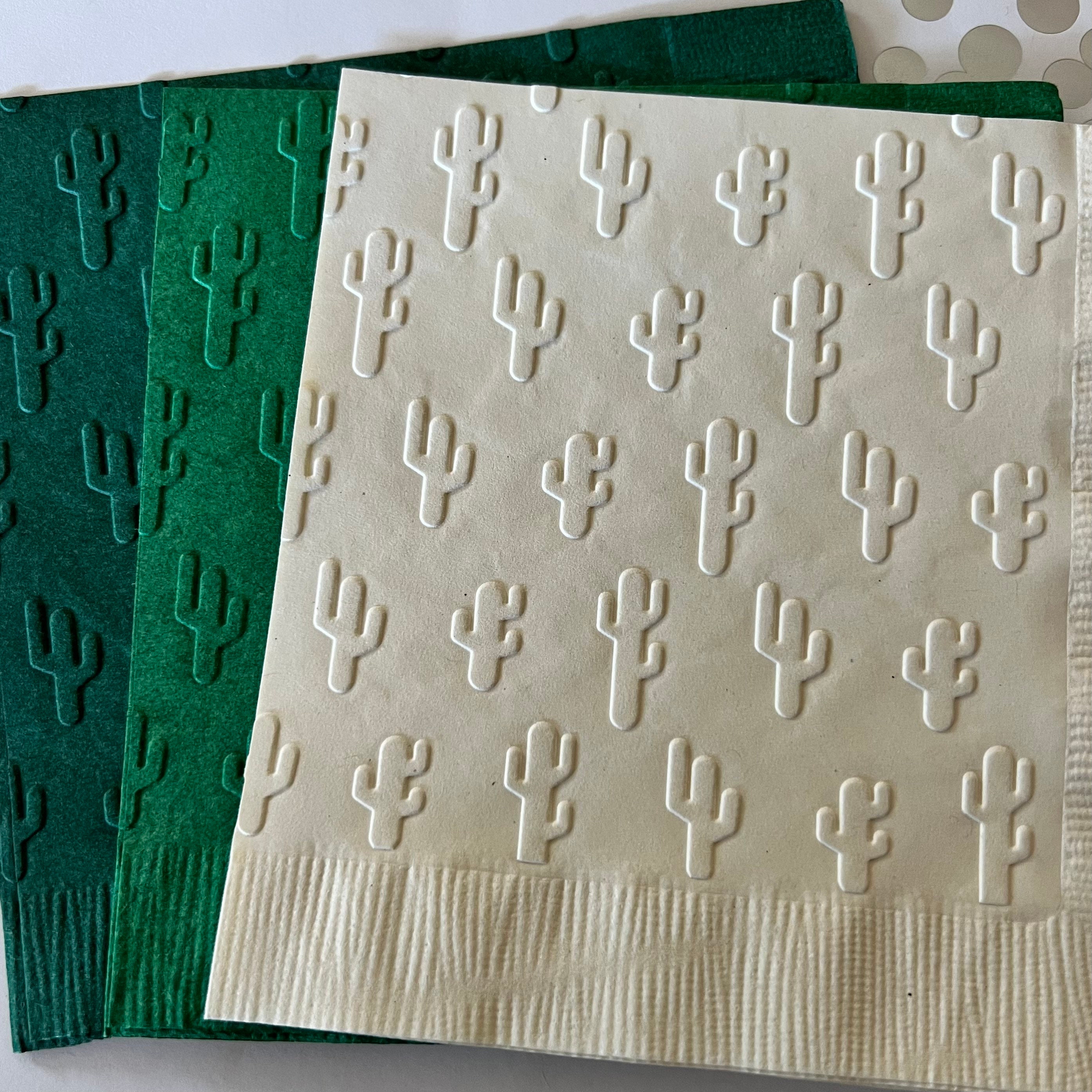 Cactus Napkin ~ Embossed Napkin ~ Wedding ~ Anniversary ~ Fiesta ~ Birthday ~ Shower ~ Southwest ~ Garden Party ~ Beverage ~ Cocktail