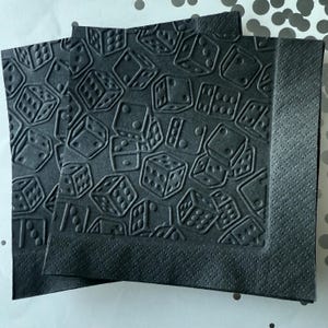 Dice Napkin ~ Embossed Napkin ~ Casino Party ~ Poker ~ Birthday ~ Card Club ~ Dice ~ Game Night ~ Beverage ~ Cocktail image 2