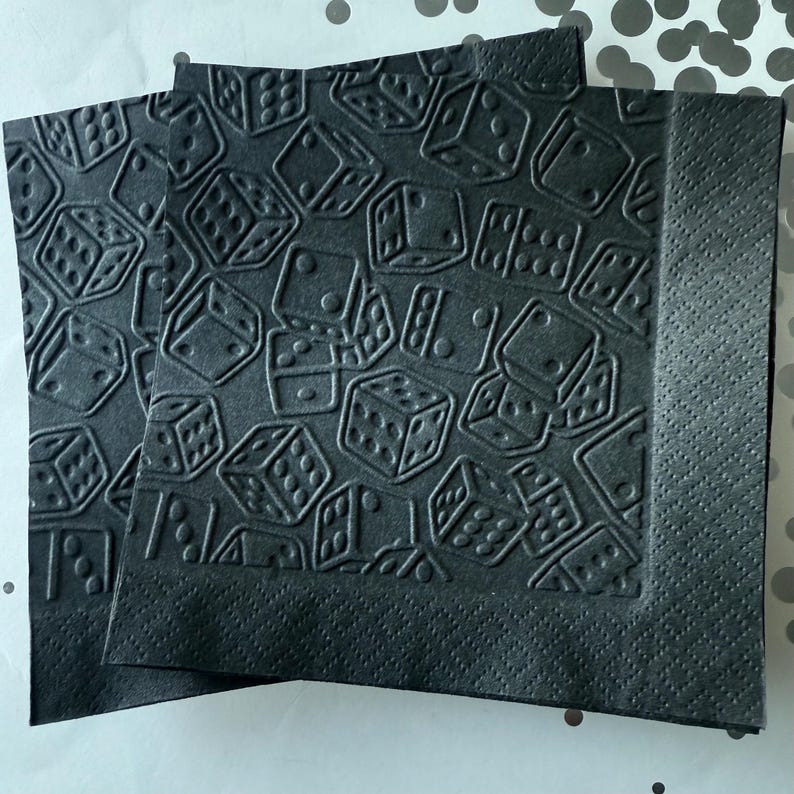 Dice Napkin ~ Embossed Napkin ~ Casino Party ~ Poker ~ Birthday ~ Card Club ~ Dice ~ Game Night ~ Beverage ~ Cocktail image 2