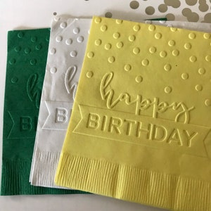 Happy Birthday Serviette ~ Geprägte Serviette ~ Geburtstagsparty ~ Geburtstagsworte ~ Feier ~ Getränk ~ Cocktail