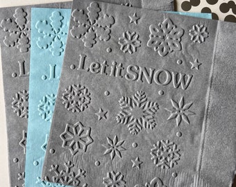 Snowflake Napkin ~ Embossed Paper Napkin ~  Christmas ~ Winter Napkin ~ Winter Wedding ~ Let it Snow ~ Frozen ~ Winter ~ Beverage ~ Napkin
