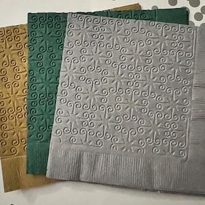 Christmas Star Napkin ~ Embossed Napkin ~ Christmas Wedding ~  Holidays ~ Christmas ~ Christmas Birthday ~ Beverage ~ Cocktail