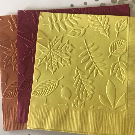 Fall Napkins Embossed Paper Napkin Wedding Anniversary Etsy