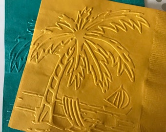 Beach Napkin ~ Embossed Paper Napkin ~ Caribbean Wedding ~ Pool Party ~ Palm Tree ~ Wedding ~ Birthday ~ Beverage ~ Cocktail ~ Napkins