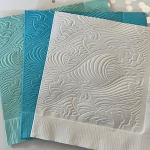 Wave Napkin ~ Embossed Napkin ~ Summer ~ Nature ~ Tidal Wave ~ Beach ~ Ocean ~ Surfing ~ Beverage ~ Cocktail