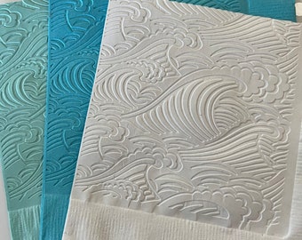 Wave Napkin ~ Embossed Napkin ~ Summer ~ Nature ~ Tidal Wave ~ Beach ~ Ocean ~ Surfing ~ Beverage ~ Cocktail