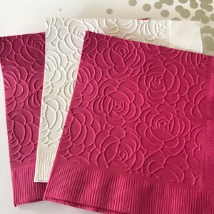 Rose Napkin ~ Embossed Napkin ~ Wedding Flowers ~ Flower ~ Garden Party ~ Garden Club ~ Beverage ~ Cocktail