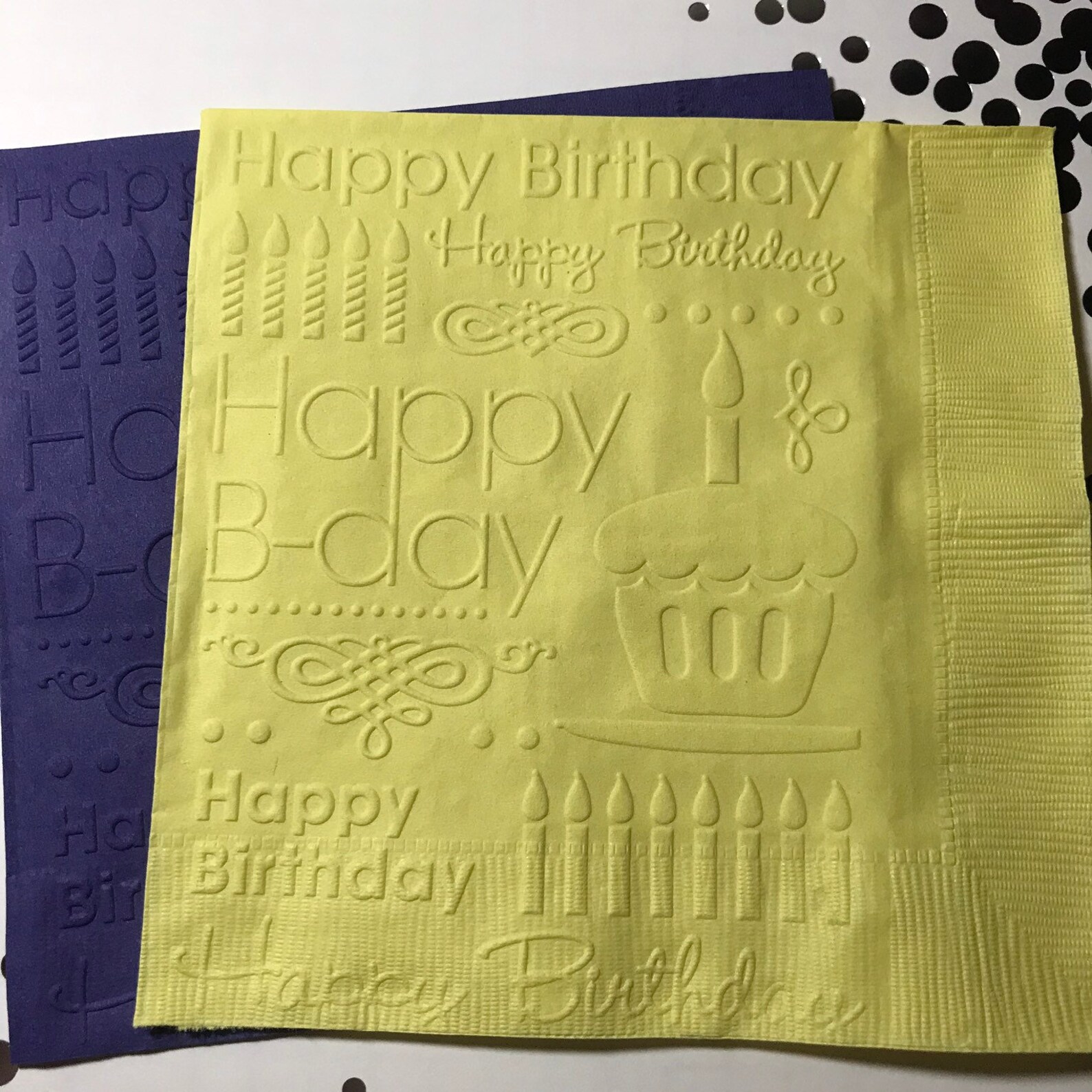 Birthday Napkin Embossed Paper Napkin Birthday Birthday Etsy