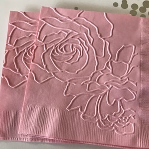 Rose Napkin ~ Embossed Napkin ~ Wedding ~ Anniversary ~ Roses ~ Flowers ~ Floral ~ Garden Party ~ Beverage ~ Cocktail