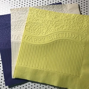 Birthday Napkins ~ Embossed Napkins ~ Birthday Decorations ~ Happy Birthday ~ Birthday Party ~ Luncheon Napkins - Set of 25