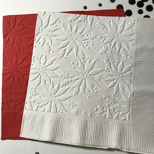 Poinsettia Napkin ~ Embossed Napkin ~ Christmas Napkin ~ Christmas Wedding ~ Christmas Flower ~ Poinsettias ~ Beverage ~ Cocktail