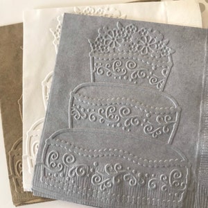 Wedding Napkins ~ Embossed Paper Napkin ~ Wedding ~ Anniversary ~ Shower ~ Engagement ~ Wedding Cake ~ Cake ~ Beverage ~ Napkin