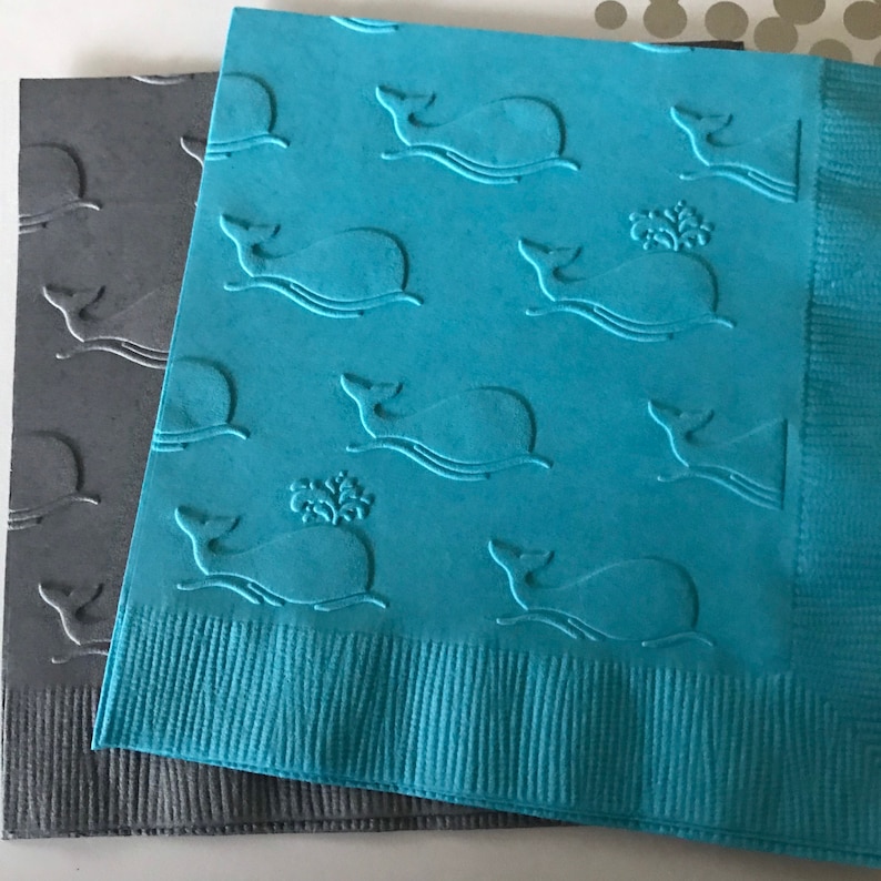 Whale Napkins Embossed Paper Napkins Wedding Anniversary Etsy