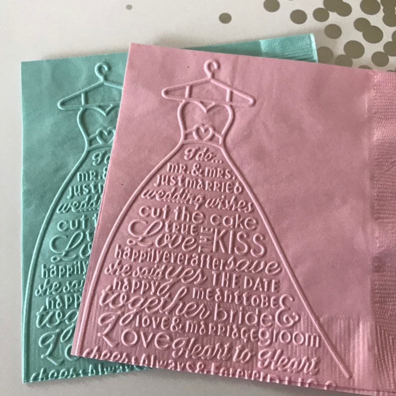 Wedding Dress Napkin Embossed Paper Napkin Wedding Etsy