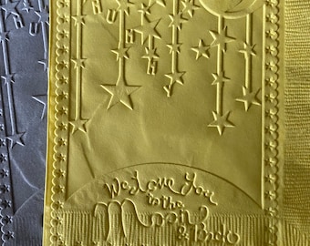 Moon and Stars Napkin ~ Embossed Napkin ~ New Baby ~ Baby Shower ~ Love You to the Moon ~ Beverage ~ Cocktail