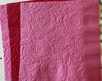 Rose Napkin ~ Embossed Napkin ~ Wedding ~ Anniversary ~ Roses ~ Flowers ~ Floral ~ Garden Party ~ Beverage ~ Cocktail