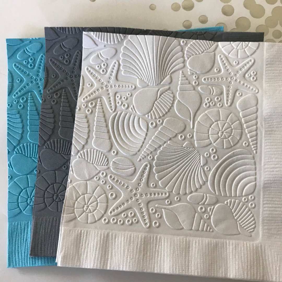 Shell Paper Napkins Seashells Napkin ~ Embossed Napkin ~ Nautical ~ Seaside ~ Ocean ...