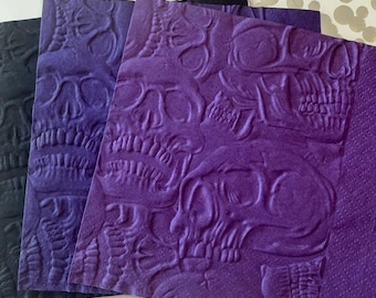 Skull Napkins ~ Embossed Napkin ~ Halloween Party ~ Halloween Birthday ~ Kids School Party ~ Beverage ~ Cocktail