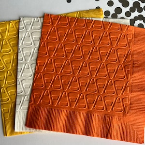 Candy Corn Napkin ~ Embossed Napkins ~ Halloween Party ~ Halloween Birthday ~ Kids School Party ~ Beverage ~ Cocktail ~ Luncheon