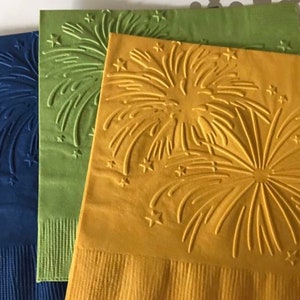 Fireworks Napkins ~ Embossed Napkins ~ Fireworks ~ Fourth of July ~ 4th of July ~ Celebration ~ Picnic ~ Beverage ~ Cocktail