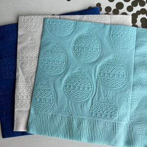 Ornament Napkin ~ Embossed Napkin ~ Christmas Napkin ~ Christmas Wedding ~ Ornaments ~ Beverage ~ Cocktail
