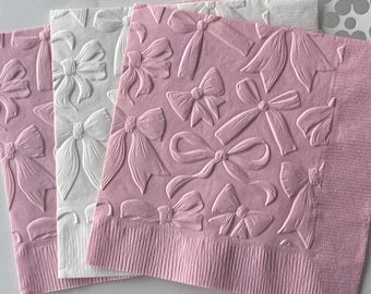 Baby Girl Napkins ~ Baby Girl Shower ~ Girl Decorations ~ Sprinkle ~ Its a Girl ~ Adoption ~ Bows ~ Ribbons ~ Beverage ~ Cocktail ~ Luncheon