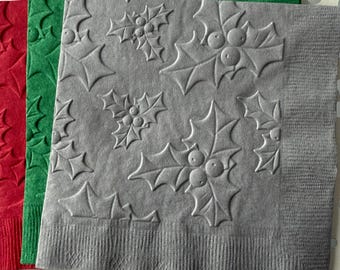 Tovaglioli Natalizi Con Bacche Di Agrifoglio – Confezione 20 Pezzi, 33x33 Cm, Decorazione Tavola Festiva